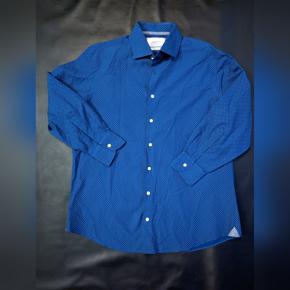 Charles Tyrwhitt, Blue Button-Up, Size 16 1/2, NWOT, Hemmed Sleeves
